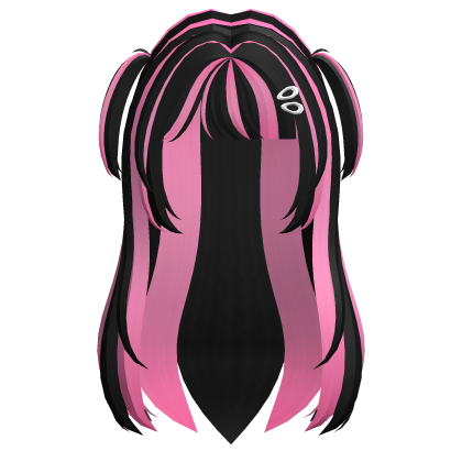 Straight Long Soft Idol hair (black and Pink) Roblox item