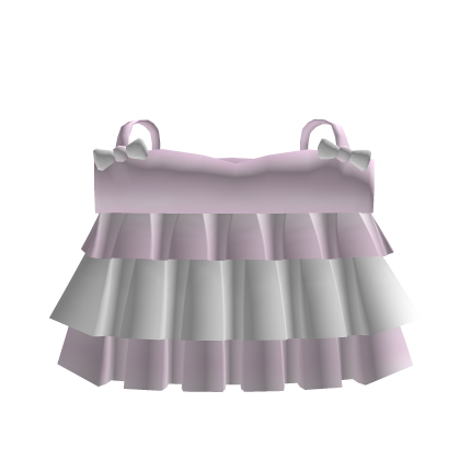 ♡ cute ruffled pink white dress w bow Roblox item