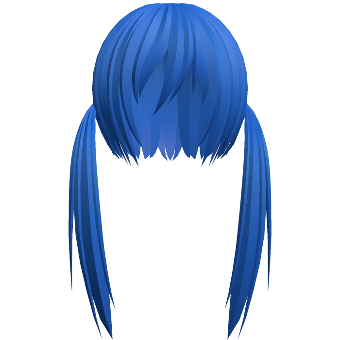 blue razor cut low pigtails