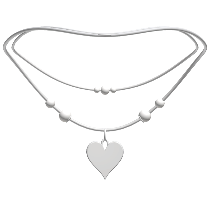 cute layered heart necklace white