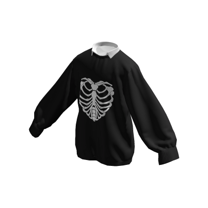 Oversized Heart Rib Cage Y2K Sweater thumbnail