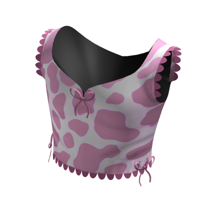 🌼 Cute Pink Cow Print Crop Top thumbnail
