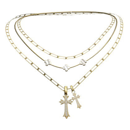 Jesus Double Cross Layered Necklace Roblox item