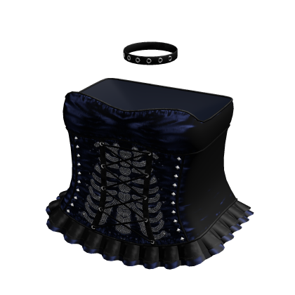 Emo Rhinestone Skeleton Dress in Blue & Black