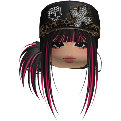 Gyaru Side Bun Hair w/ Cheetah Cap & Earrings