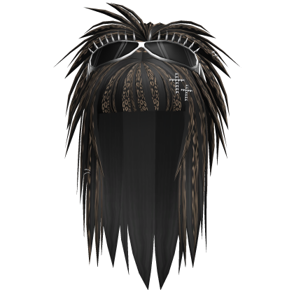 scene messy hair w spike goggles black/leopard Roblox item