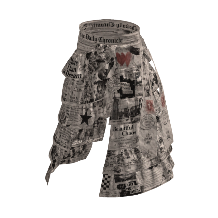 Beige Vintage Newspaper Layered Pants [PBR]
