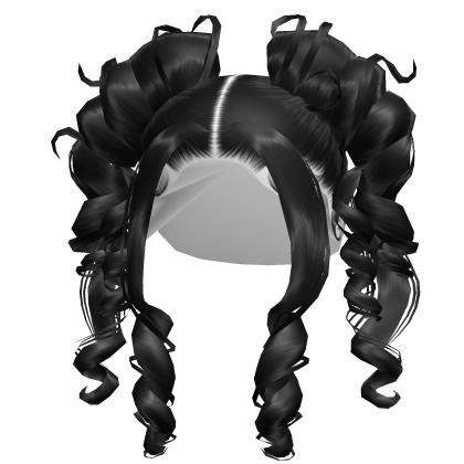 Messy Double Buns With Curly bangs in Black Roblox item