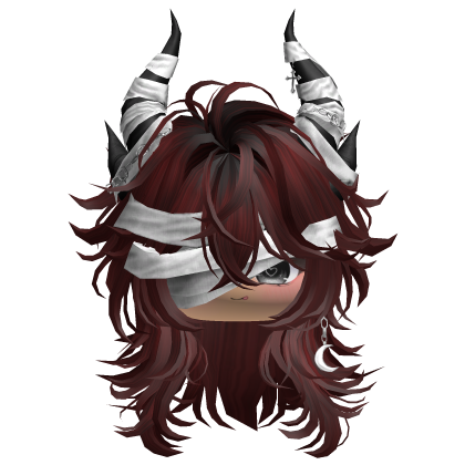 Horned Anime Demon Wolfcut (Dark Red)