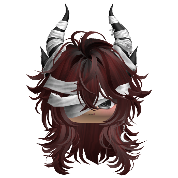Horned Anime Demon Wolfcut (Dark Red)