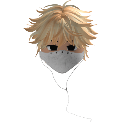 Cute Emo Boy Headphones Mask white Y2K ( blonde )