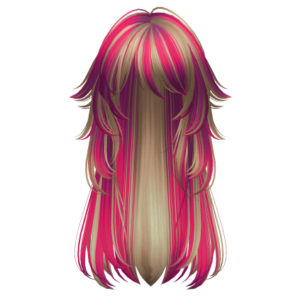 long fluffy anime hair with tufts (pink & blonde)