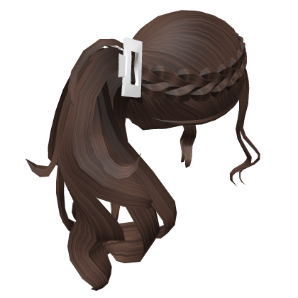 Brown Curly Braided Clipped Ponytail Roblox item