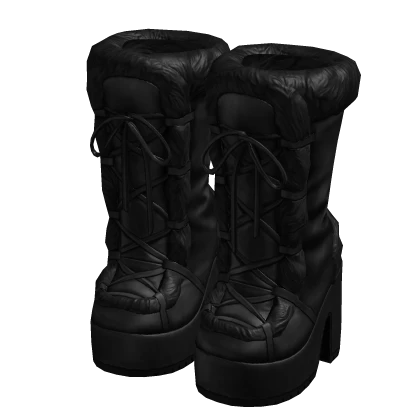 Laced Platform Fur Boots (Black) | Roblox Item - Rolimon's