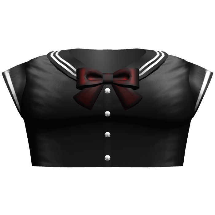 Kawaii Anime School Crop Top w Bow (Black & Red)