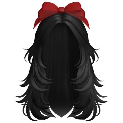 Christmas Layered Lush Black Hair with Bow Roblox item