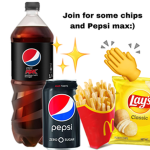 Potatoes and Pepsi max
