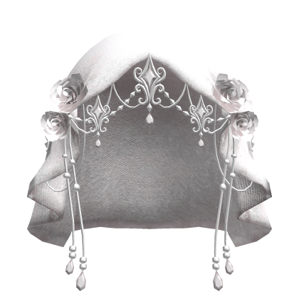 Ethereal Pure White Rose Goddess Veil
