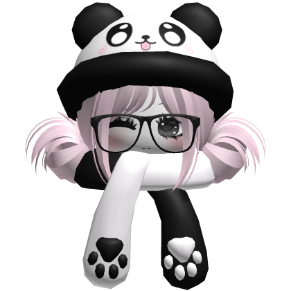 Cute Panda Hat + Scarf Hair Pink