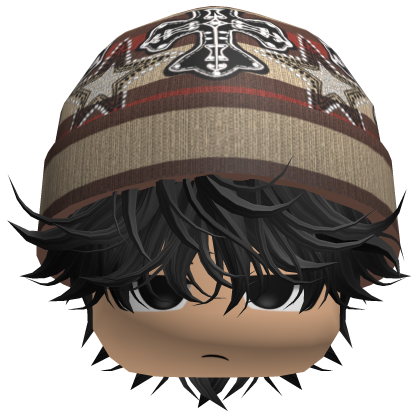Messy Spikey Hair W/ Skater Beanie Black V2 Roblox item