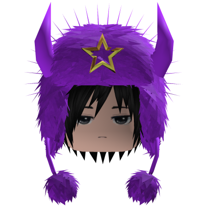 messy anime hair serious face y2k emo purple/black Roblox item
