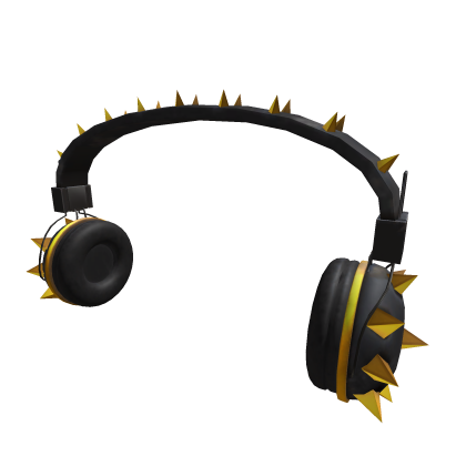 Spikey Punk Gold & Black HeadPhone thumbnail