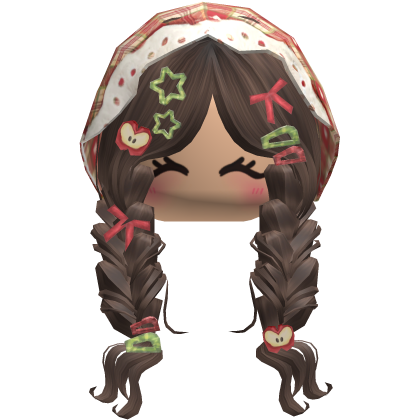 brown mori kei igari twin braids w/ blush face Roblox item