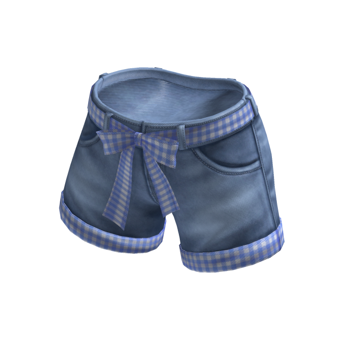 ✨Bow Belt Folded Shorts / Baby Blue Gingham