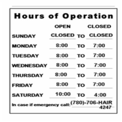 Hours of Operation Sign(hair) Roblox decal