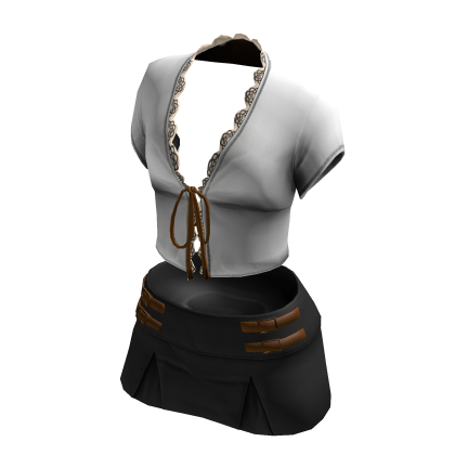 Lacey Tie Top + Pleated Mini (Set)