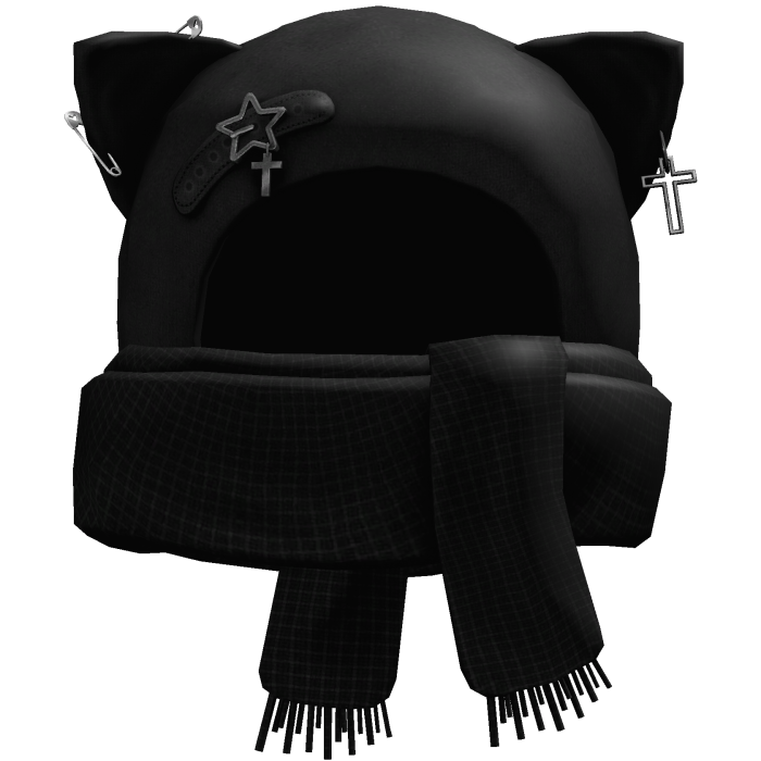 Grunge Cat Scarf Hat (Black)