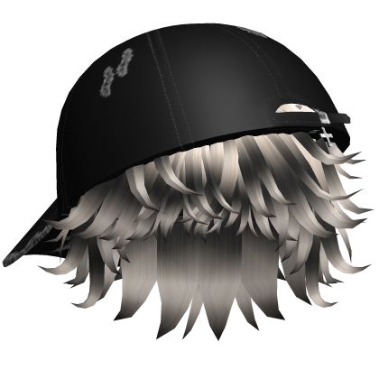 cute fluffy messy gothic y2k black white hair boy Roblox item