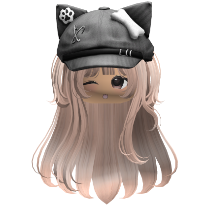 Kawaii Kitty Beret Platinium Hair w/ Wink Face