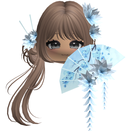 Side Ponytail w/ Cherry Blossoms & Fan