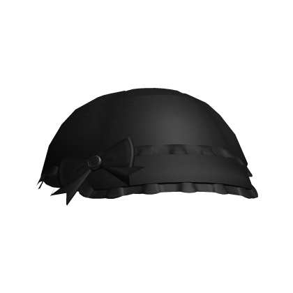 cute kawaii bow ruffled trim beret cap black Roblox item