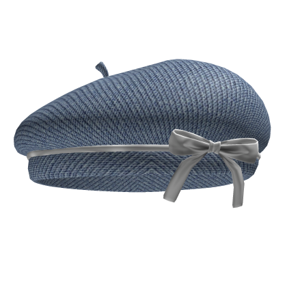 ♡ Denim Beret with silver bow ♡