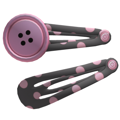 Polka Dot Button Hairclips [Pink & Gray] Roblox item