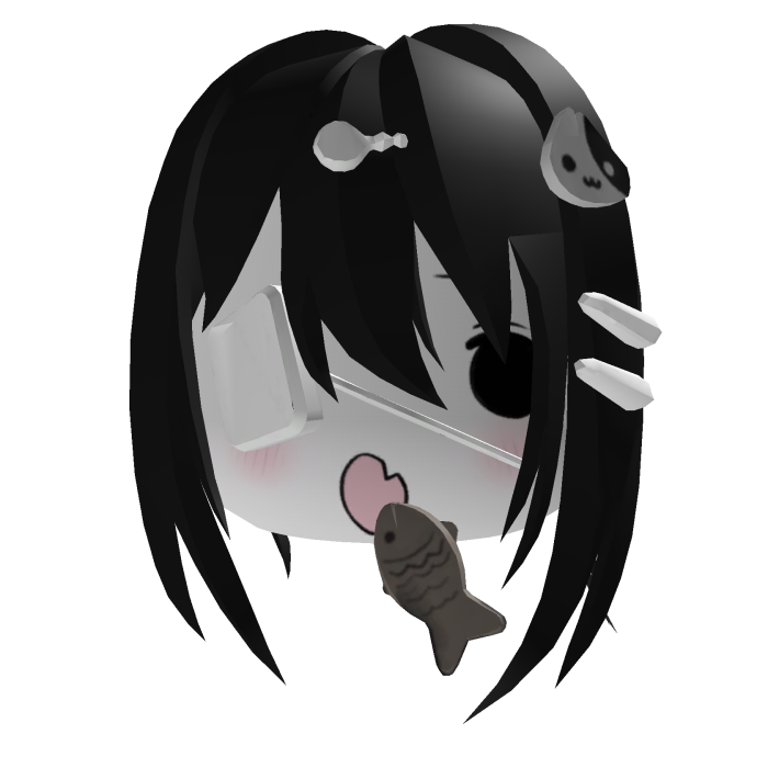 ♡ Shy Cat Girl Head w/ Black Hair