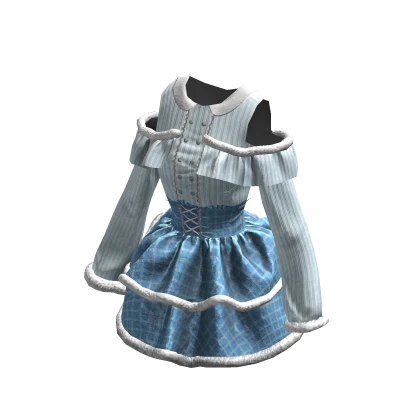 Blue Jirai Kei Plaid Corseted Dress w/ Fur | Roblox Item - Rolimon's