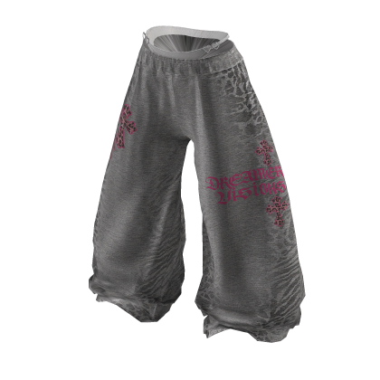 ♥Y2K Leopard Cross Wide Baggy Sweatpants_Gray♥
