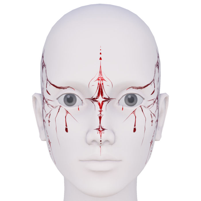 Gothic Cyber Tribal Red Sigil Makeup