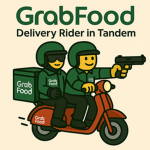 GrabFood Delivery Rider in tandem