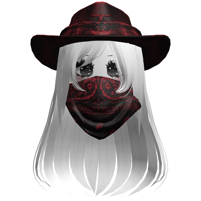 Red Cowgirl Hat with Mask + Neck Scarf