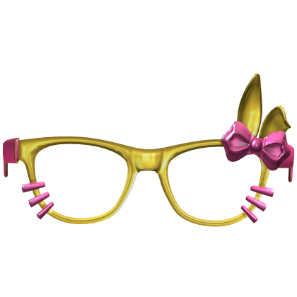 Yellow & Pink Bunny Ear Glasses Bow Roblox item