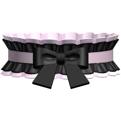 Gothic Maid Ruffle Bow Choker (Light Pink & Black) Roblox item