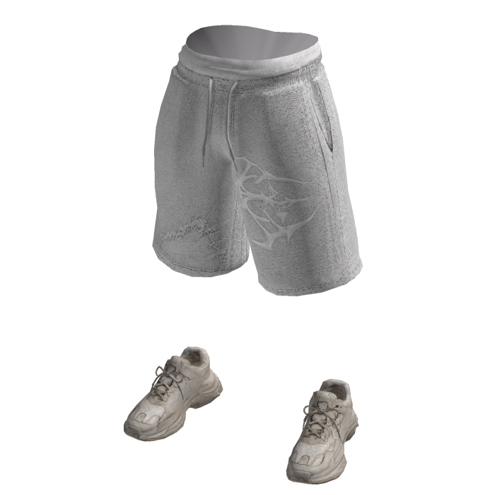 Distressed Cross Shorts w/ Sneakers