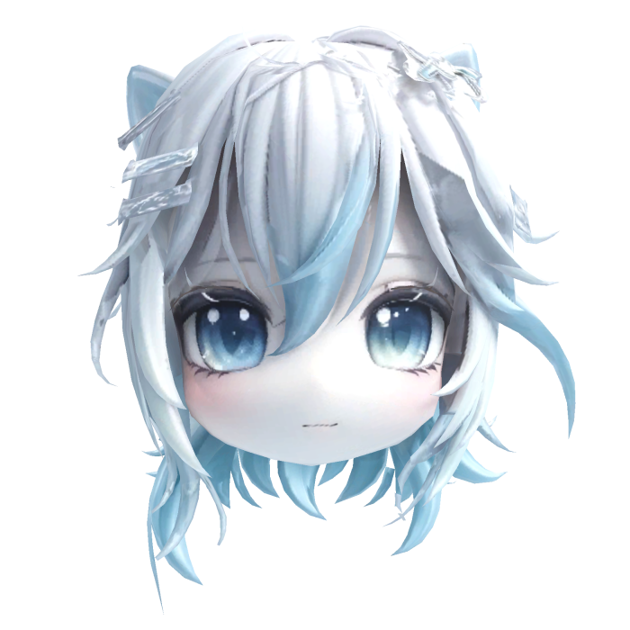 anime chibi girl head with cat ear Sea Salt Blue