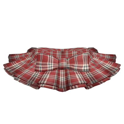 [Blush Fashion] Red Plaid Frill Skirt w/ Ribbon