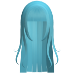Long Straight Hime hair Dark Cyan