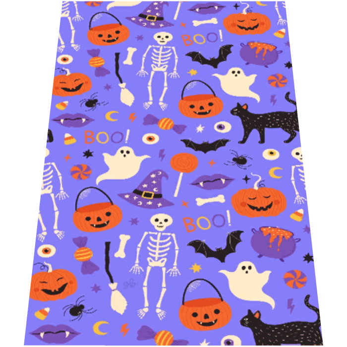 Spooky Purple Halloween Cat Skeleton Pumpkin Cape